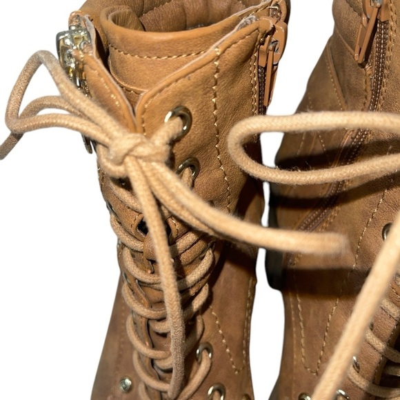 GBG by Guess Women's Boots 7M Brown All Manmade Lace Up Block Heel Retro Zip Up - Picture 4 of 13